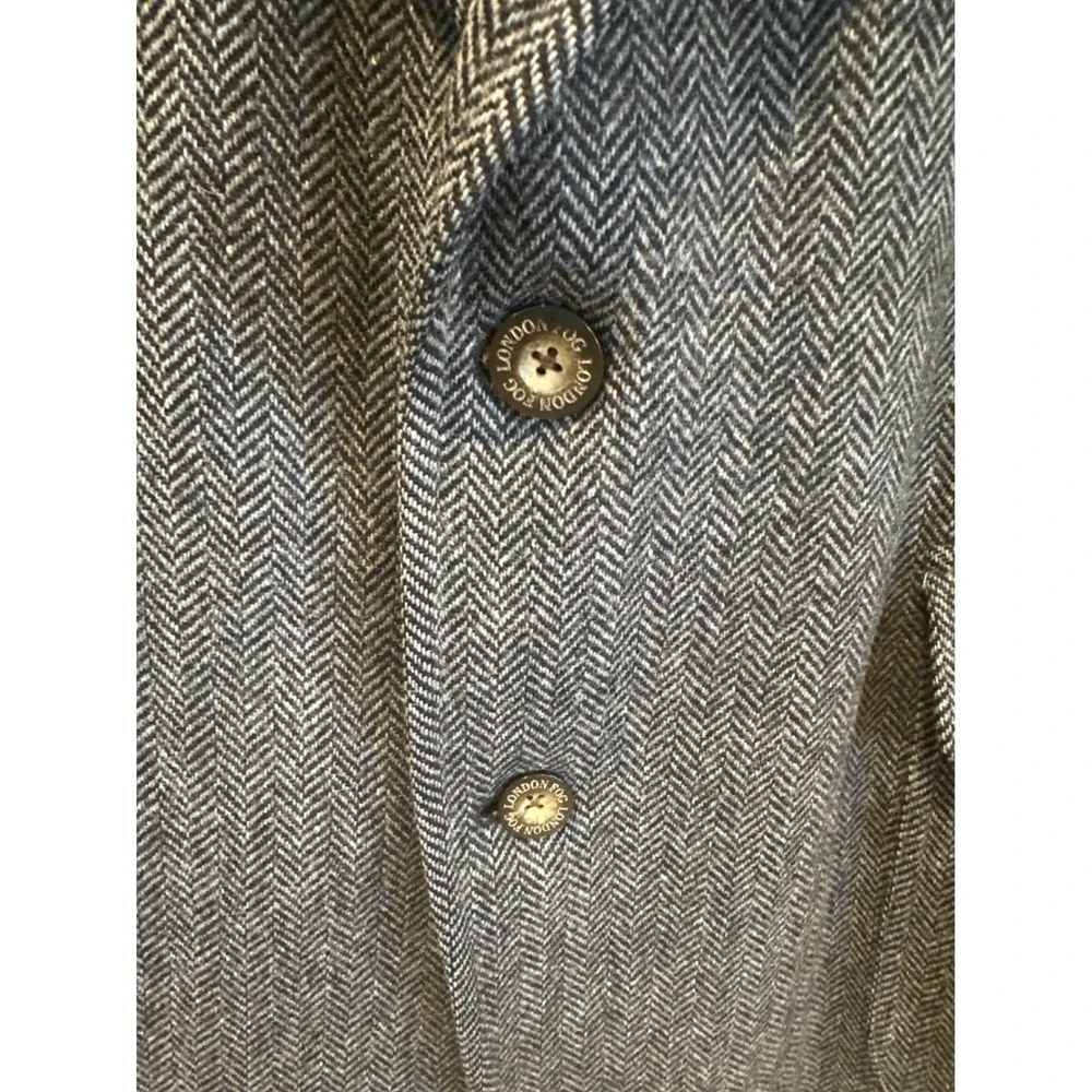 Pendelton Mens Virgin VTG wool Herringbone Blazer Suede Patches Menswear 36L